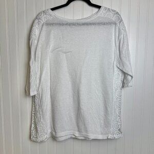 J Jill white lace linen lightweight sweater elbow sleeve lightweight size 2X C11